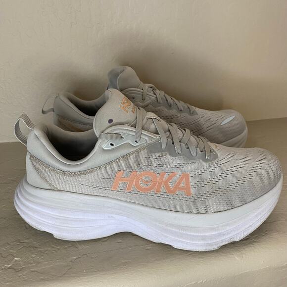 Hoka One One Shoes - Hoka One One Bondi 8 Womens Sz 10D Running Shoes Harbor Mist Lunar Rock Grey